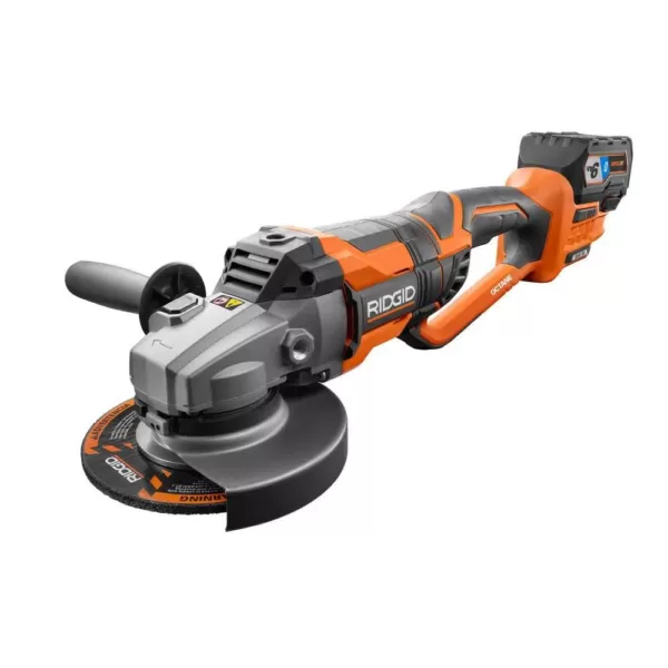 RIDGID 18-Volt OCTANE Cordless Brushless 7 in. Dual Angle Grinder Kit with (1) OCTANE Bluetooth 3.0 Ah Battery and Charger