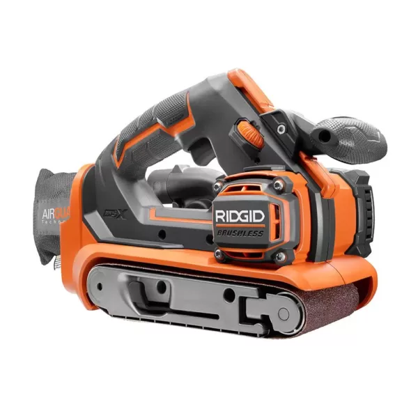 RIDGID 18-Volt GEN5X Cordless Brushless 3 in. x 18 in. Belt Sander (Tool Only) with Dust Bag and (1) 80 Grit Sanding Belt