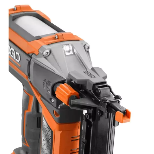 RIDGID 18-Volt Lithium-Ion Cordless Brushless HYPERDRIVE 18-Gauge 2-1/8 in. Brad Nailer, Battery, Charger, Belt Clip, Bag