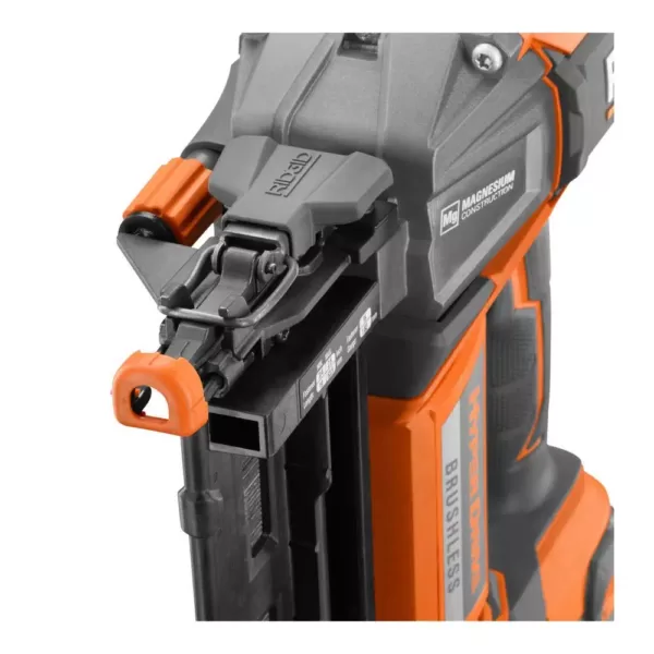 RIDGID 18-Volt Cordless Brushless HYPERDRIVE 16-Gauge 2-1/2 in. Straight Finish Nailer(Tool Only), Belt Clip, Bag, Sample Nails