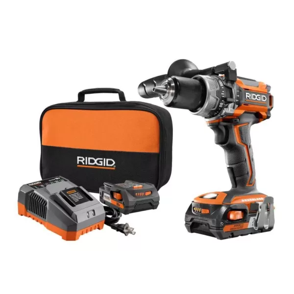 RIDGID 18-Volt Lithium-Ion Cordless Brushless 1/2 in. Compact Hammer Drill Kit with (2) 2.0 Ah Batteries, Charger, and Bag