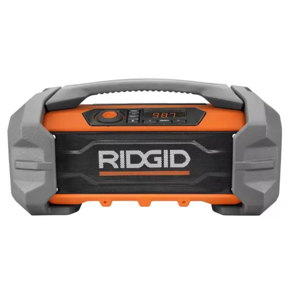 RIDGID 18-Volt Hybrid Jobsite Radio with 18-Volt Lithium-Ion 2.0 Ah Battery and Charger Kit