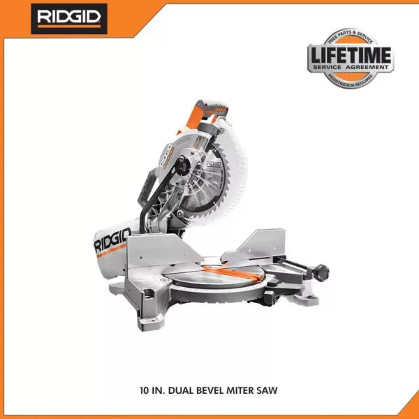 RIDGID 15 Amp 10 in. Dual Bevel Miter Saw with LED Cut Line Indicator