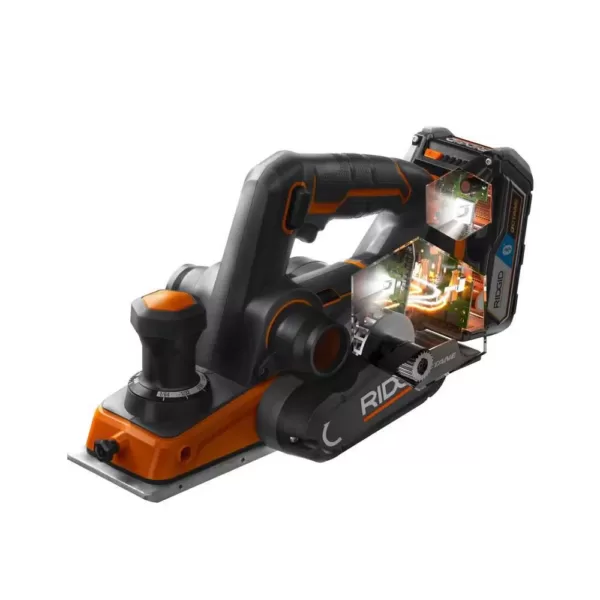 RIDGID 18-Volt OCTANE Cordless Brushless 3-1/4 in. Hand Planer with 18-Volt Lithium-Ion 4.0 Ah Battery and Charger Kit