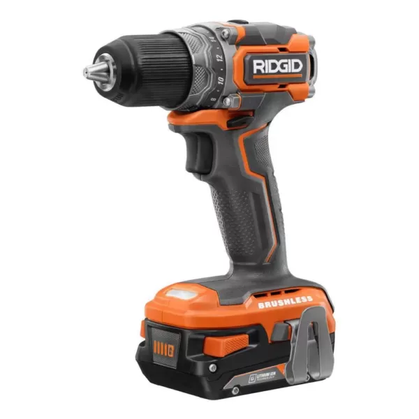 RIDGID 18V Brushless SubCompact 1/2 in. Drill/Driver Kit with 18V Drywall Cut-Out Tool, 2 Batteries, Charger, and Bag