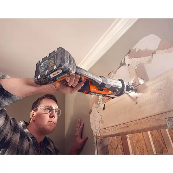 RIDGID 18-Volt OCTANE Cordless Brushless One-Handed Reciprocating Saw with 18-Volt Lithium-Ion 2.0 Ah Battery and Charger Kit