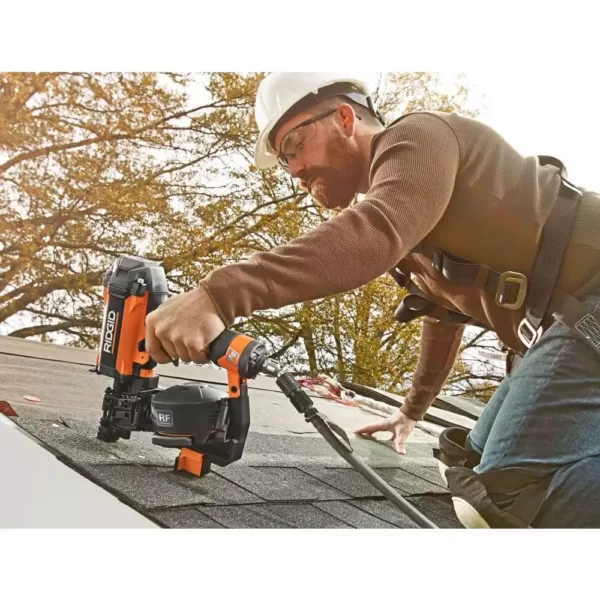 RIDGID 15-Degree 1-3/4 in. Coil Roofing Nailer with 1/4 in. 50 ft. Lay Flat Air Hose