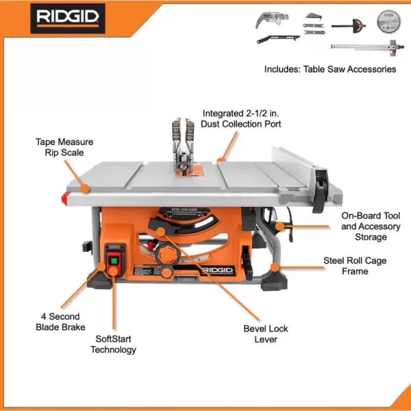 RIDGID 15 Amp 10 in. Table Saw