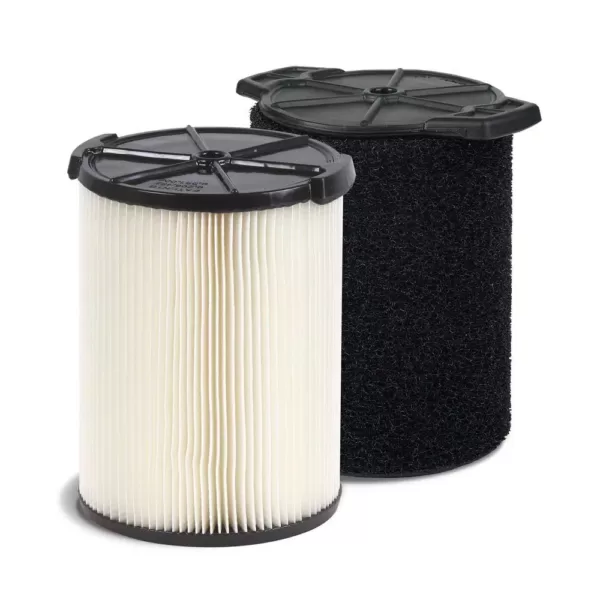 RIDGID Standard Pleated Paper Filter and Wet Application Foam Filter for Most 5 Gal. and Larger RIDGID Wet/Dry Shop Vacuums