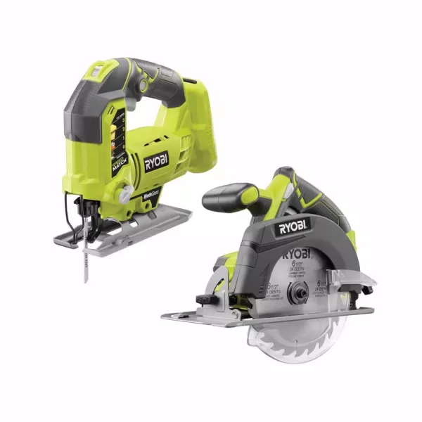 RYOBI 18-Volt ONE+ Lithium-Ion Cordless 6-1/2 in. Circular Saw and Orbital Jig Saw (Tools Only)