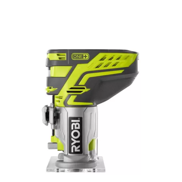 RYOBI 18-Volt ONE+ Cordless Fixed Base Trim Router with Decorative Router Bit Set (4-Piece)