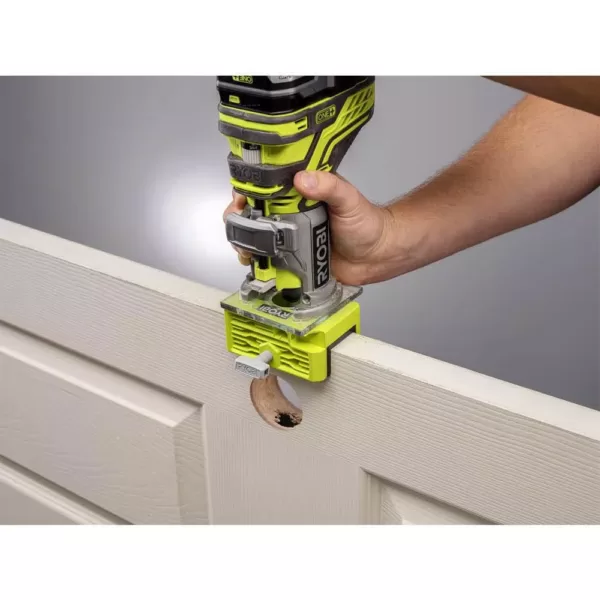 RYOBI ONE+ 18V Cordless Fixed Base Trim Router (Tool Only) with Tool Free Depth Adjustment with Router Latch Mortiser