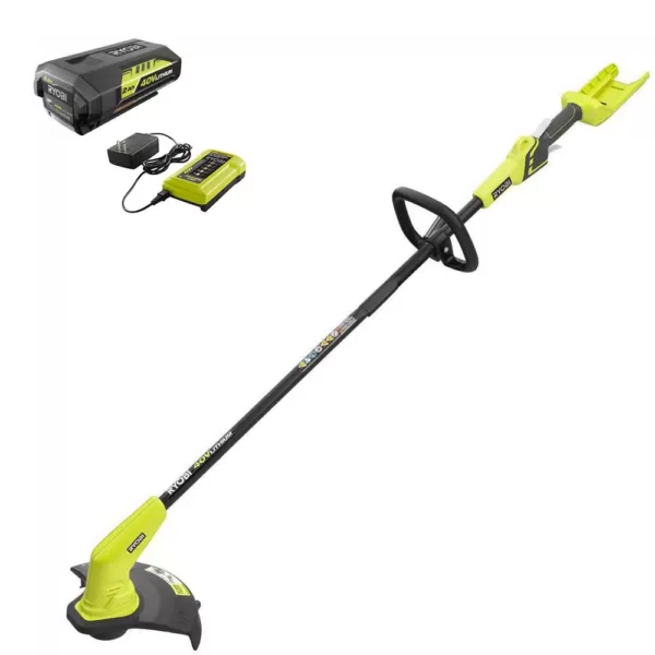 RYOBI 40-Volt Lithium-Ion Cordless String Trimmer – 2.0 Ah Battery and Charger Included