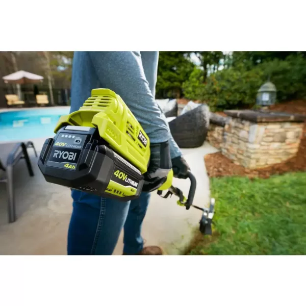 RYOBI Reconditioned 40-Volt Lithium-Ion Cordless Attachment Capable String Trimmer with 4.0 Ah Battery and Charger Included