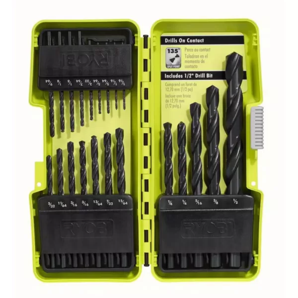 RYOBI Black oxide drill bit set (21-pc) with (8-pc) impact rated driving set