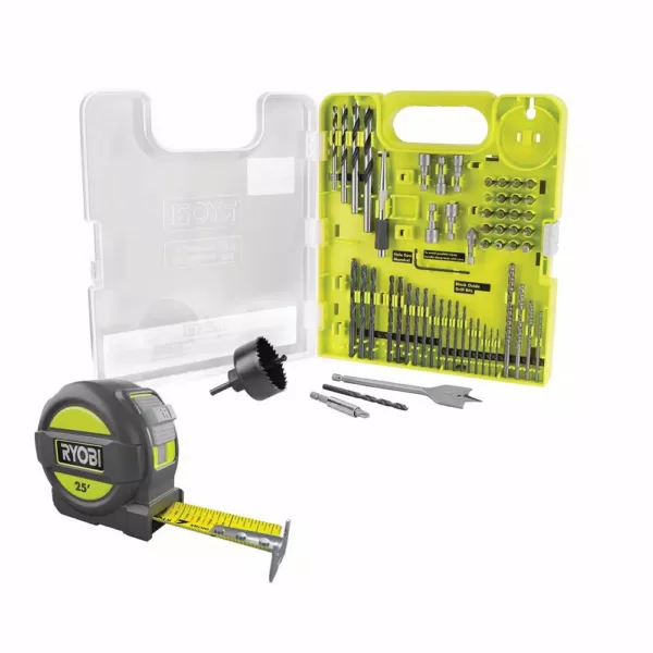 RYOBI Multi-Material Drill and Drive Kit (60-Piece) with BONUS 25FT Tape Measure