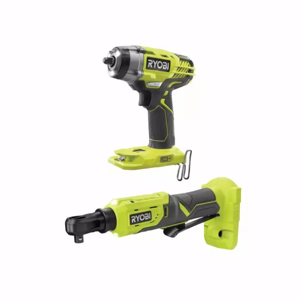 RYOBI ONE+ 18V Cordless 3/8 in. 3-Speed Impact Wrench and 3/8 in. 4-Position Ratchet Kit (Tools Only)