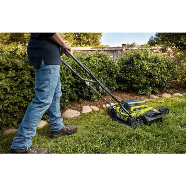 RYOBI 18 in. 40-Volt 2-in-1 Lithium-Ion Cordless Battery Walk Behind Push Mower with Two 4.0 Ah Batteries and Charger Included