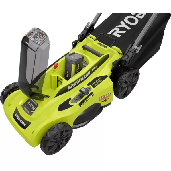 RYOBI 20 in. 40-Volt Brushless Lithium-Ion Cordless Battery Walk Behind Push Lawn Mower 6.0 Ah Battery/Charger Included