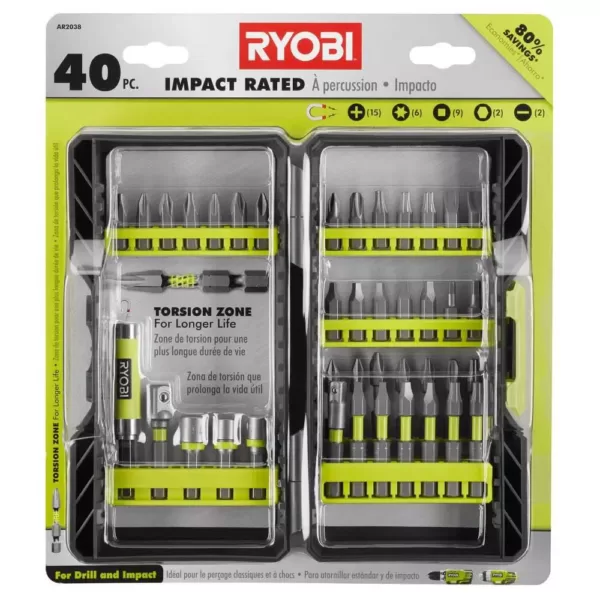 RYOBI Impact Rated Driving Kit (40-Piece) and Titanium Drill Bit Kit (22-Piece)