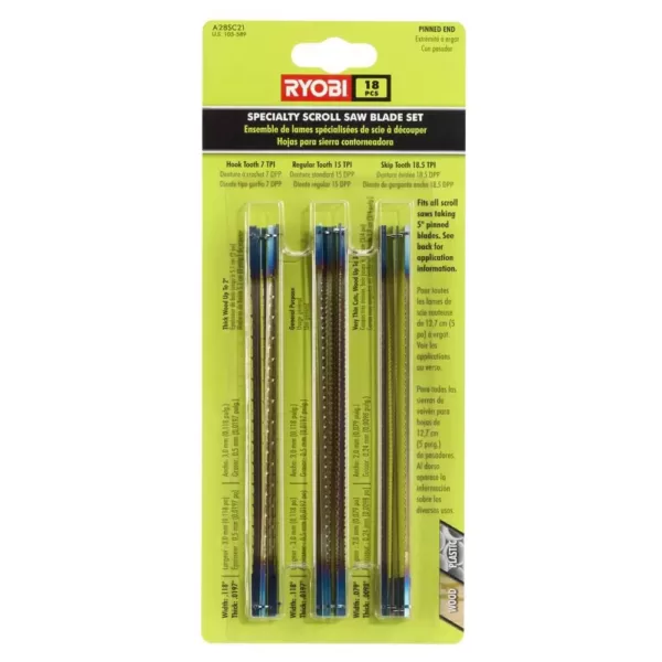 RYOBI Regular Tooth Scroll Saw Blades Assortment (18-Piece)