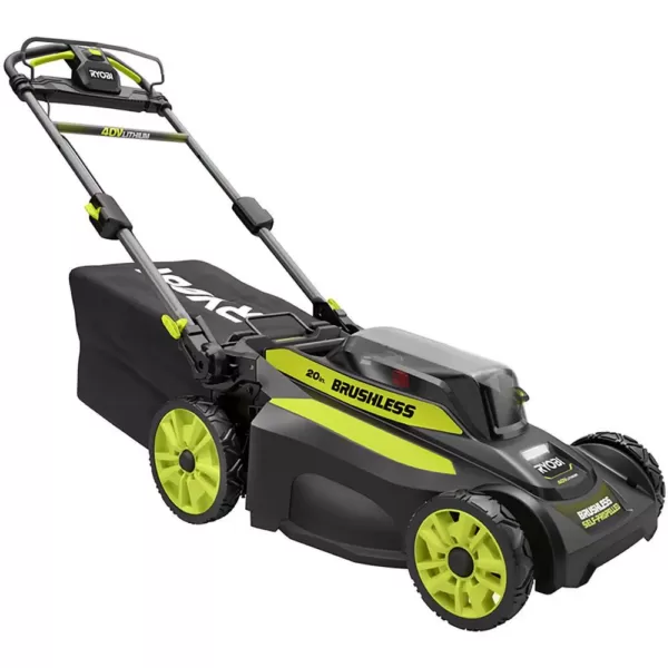 RYOBI 20 in. 40-Volt Brushless Lithium-Ion Cordless Self-Propelled Walk Behind Mower with 2 6.0 Ah Batteries, Charger Included