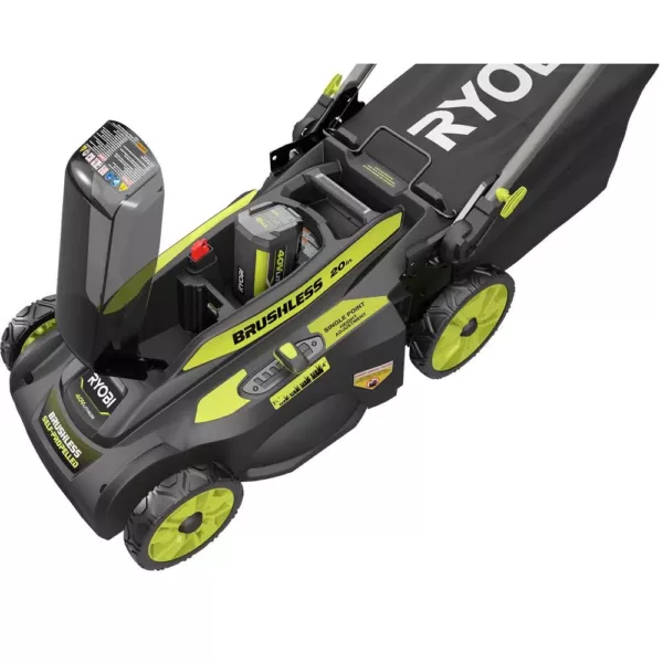 RYOBI 20 in. 40-Volt Brushless Lithium-Ion Cordless Self-Propelled Walk Behind Lawn Mower & Blower w/ 6.0 Ah Battery & Charger