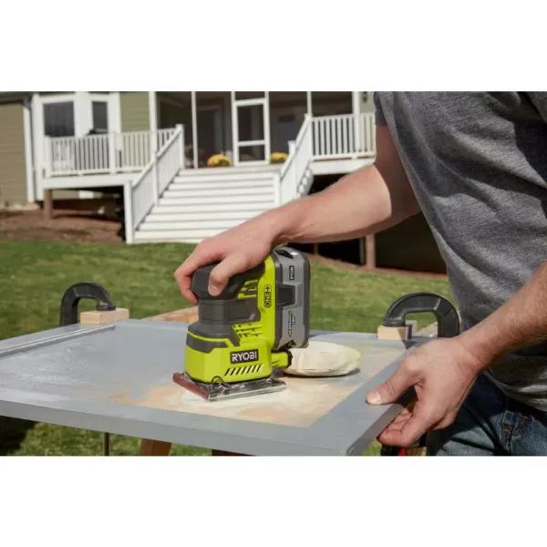 RYOBI 18-Volt ONE+ Cordless 1/4 Sheet Sander with Dust Bag with 2.0 Ah Battery and Charger Kit